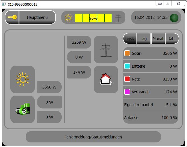 Display des E3/DC-Speichersystems