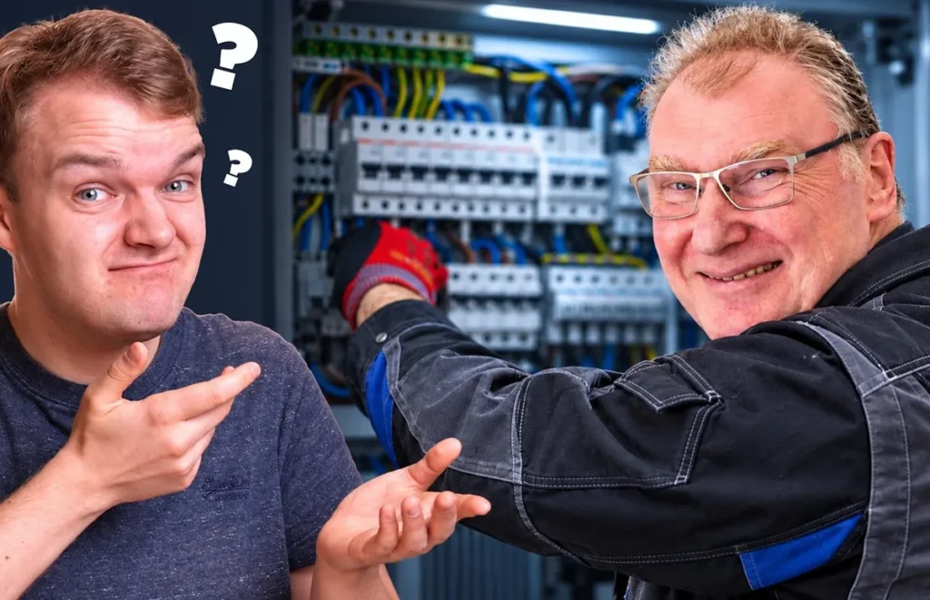 Leo Tiedt und Holger Laudeley vor einem geöffneten Zählerschrank, Thumbnail zum Video über Gefälligkeitsanmeldungen
